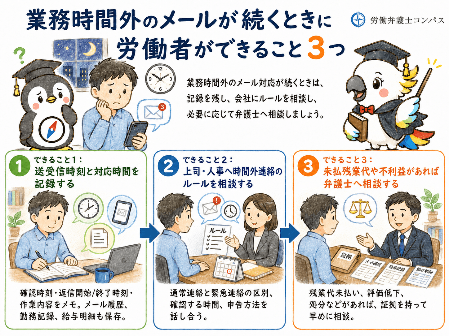 ６章　業務時間外のメールが続くときに労働者ができること３つ